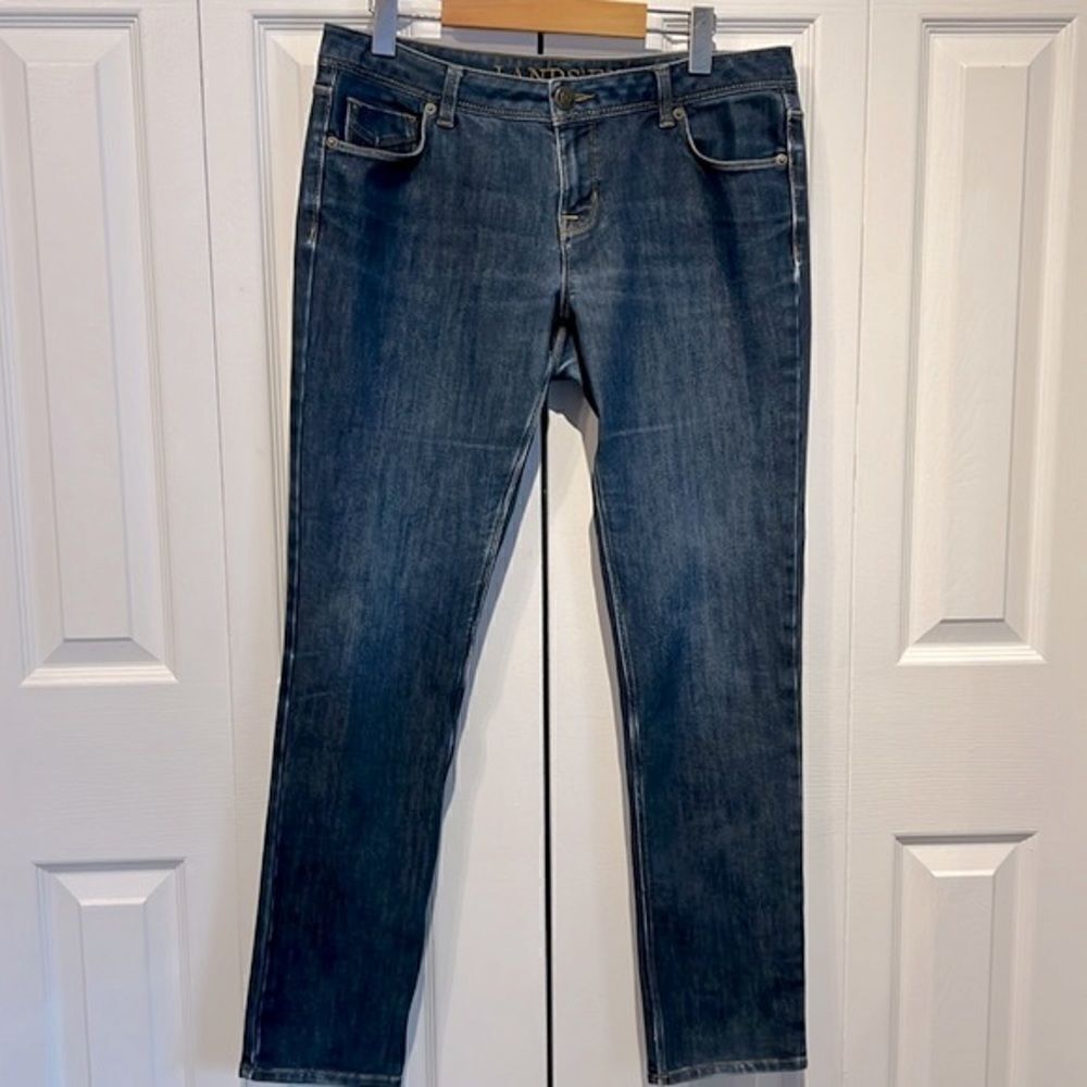 Lands End Blue Denim Tapered Leg Jeans Size 10